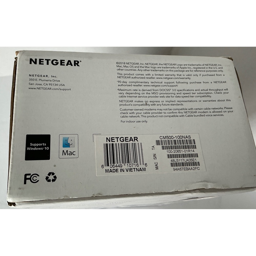 Netgear Cable Modem CM500 DOCSIS 3.0 16x4 High Speed Black Networking - Picture 4 of 13
